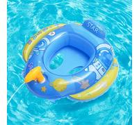 Balakaka Baby Swimming Float 70×75 cm, Inflatable Baby Swimming Ring with Safety Seat& Water Gun, Fun Water Toys Outdoor Toys for Age 1-5 Years Kids, Blue