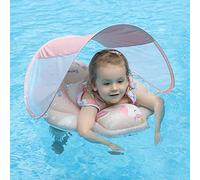 Balakaka Baby Swimming Float Inflatable Adjustable Waist Baby Neck Float RingSwim Seat Float Boat with Sun Canopy for Newborn Baby Learning Swimming for Kids 12-24 Months-Pink