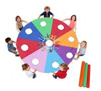 Balakaka Children’s Rainbow Parachute with 9 Holes, Whack-a-Mole Toy 3 Meter Enhances Coordination & Sensory Skills, Early Education Play Activity Toy Perfect for Outdoor Family Fun