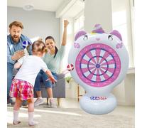 Balakaka Dart Inflatable Target Unicorn Pink(60x96x130cm), Inflatable Dart Board Includes 6 Balls, Outdoor Game Toys for Kids