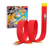 Balakaka Flexible Race Car Track 4.5m, DIY Car Track with 4 Cars, Race Car Ramp Track with Suction Cups Attach to Windows Doors, Rolls Up Portable Racetrack Loops for Jumps Ramps, Gifts for Kids