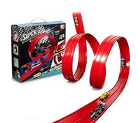 Balakaka Flexible Race Car Track 4m, DIY Car Track with 4 Cars, Race Car Ramp Track with Suction Cups Attach to Windows Doors, Rolls Up Portable Racetrack Loops for Jumps Ramps, Gifts for Kids