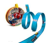 Balakaka Flexible Race Car Track 4m, DIY Car Track with 4 Cars, Race Car Ramp Track with Suction Cups Attach to Windows Doors, Rolls Up Portable Racetrack Loops for Jumps Ramps, Gifts for Kids