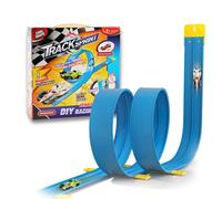 Balakaka Flexible Race Car Track 4m, DIY Car Track with 4 Cars, Race Car Ramp Track with Suction Cups Attach to Windows Doors, Rolls Up Portable Racetrack Loops for Jumps Ramps, Gifts for Kids