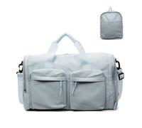 Balakaka Foldable Travel Duffle Bag for Women Men, 44x23x28cm Weekend Bag with Multi-Pockets, Portable Travel Luggage Bag with Zippers and Handles, Blue