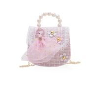 Balakaka Girls Shoulder Bag, Elegant Little Girls Princess Handbag with Removable Shoulder Strap, Cute Crossbody Bag Messenger Bag Pearls Purse for Girls Kids Toddler, Sophia pink