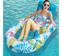 Balakaka Inflatable Pool Floats Adult 140 * 90 * 65cm, Flamingos Pool Chairs Comfortable Back Support & Anti-Leak Design, Floating Chair for Party Summer Water Beach Lake Fun