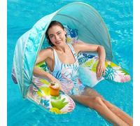 Balakaka Inflatable Pool Floats Adult 86 * 75 * 55cm, Pool Chairs with Canopy Raft Comfortable Back Support & Anti-Leak Design, Floating Chair for Party Summer Water Beach Lake Fun