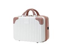 Balakaka Makeup Case 14" ABS Waterproof, 11L Portable Vanity Case Hard Shell with Elastic Bands & Zipper, Lightweight Carrying Suitcase for Women Girls, White Rose Gold