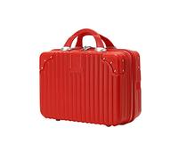 Balakaka Makeup Case Hard Shell ABS Waterproof Travel Cosmetic Suitcase, 11L Portable Vanity Organizer with Elastic Bands & Zipper, Small Lightweight Makeup Box for Women Girls, Bright Red