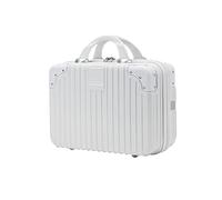 Balakaka Makeup Case Hard Shell ABS Waterproof Travel Cosmetic Suitcase, 11L Portable Vanity Organizer with Elastic Bands & Zipper, Small Lightweight Makeup Box for Women Girls, White