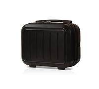 Balakaka Makeup Case with Zipper, 30x17x23cm Water-Resistant Hard Cosmetic Bag Organizer with Elastic Straps, Mini Carry On Suitcase for Women Toiletries, Black