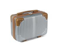 Balakaka Makeup Travel Case 30 * 15 * 22cm, 10L ABS Waterproof Cosmetic Case with Handle and Zip, 14" Hard Shell Carrying Suitcase for Women Girls, Silver Grey