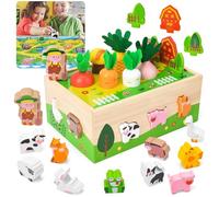 Balakaka Montessori Wooden Toddler Toys, Educational Sensory Toys Fine Motor Skills, Animal Farm Shape Sorting Toy Gifts for Boys Girls 1+ Year Olds