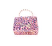 Balakaka Toddler Girls Handbag with Pearl Chain, Kids Shoulder Bag with Removable Strap, Cute Mini Crossbody Purse for 2-7 Year Old Princess Birthday Party, Pink