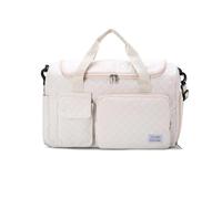 Balakaka Travel Duffel Bag 46×23×30 cm, 31L Large Womens Mens Sports Gym Bag with Shoe Compartment Wet Pocket, Weekend Overnight Bag with Trolley Sleeve for Swimming Shopping, Off-White