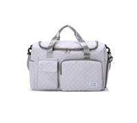 Balakaka Travel Duffel Bag 46×23×30 cm, 31L Large Womens Mens Sports Gym Bag with Shoe Compartment Wet Pocket, Weekend Overnight Bag with Trolley Sleeve for Swimming Shopping, Silver Gray