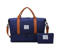 Balakaka Travel Duffel Bag 51x25x34cm with Small Bag 25x6x14cm, Large Capacity Sports Gym Bag with Shoe Compartment Wet Pocket, Waterproof Weekend Overnight Bag with Trolley Sleeve, Jewel Blue