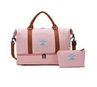 Balakaka Travel Duffel Bag 51x25x34cm with Small Bag 25x6x14cm, Large Capacity Sports Gym Bag with Shoe Compartment Wet Pocket, Waterproof Weekend Overnight Bag with Trolley Sleeve, Pink