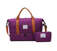 Balakaka Travel Duffel Bag 51x25x34cm with Small Bag 25x6x14cm, Large Capacity Sports Gym Bag with Shoe Compartment Wet Pocket, Waterproof Weekend Overnight Bag with Trolley Sleeve, Grape Purple