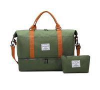 Balakaka Travel Duffel Bag 51x25x34cm with Small Bag 25x6x14cm, Large Capacity Sports Gym Bag with Shoe Compartment Wet Pocket, Waterproof Weekend Overnight Bag with Trolley Sleeve, Army Green