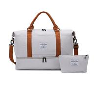 Balakaka Travel Duffel Bag 51x25x34cm with Small Bag 25x6x14cm, Large Capacity Sports Gym Bag with Shoe Compartment Wet Pocket, Waterproof Weekend Overnight Bag with Trolley Sleeve, Sunset Gray
