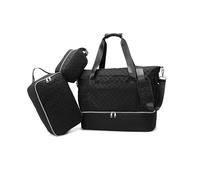 Balakaka Weekend Bag Overnight Hospital Bag 3pcs with Toiletry Bag, Waterproof Travel Duffel Bag with Shoes Compartment Wet Pocket, 35L Multifunctional Mommy Bag with Insulated Bag, Black