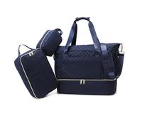 Balakaka Weekend Bag Overnight Hospital Bag 3pcs with Toiletry Bag, Waterproof Travel Duffel Bag with Shoes Compartment Wet Pocket, 35L Multifunctional Mommy Bag with Insulated Bag, Jewel Blue