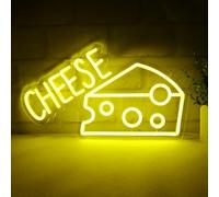 Balanar CHEESE Neon Signs For Wall Decor LED Lights For Bedroom Yellow Neon Sign Suitable for Cheese Shops Bakery Restaurant Christmas Birthday Party Gift Led Art Wall Decorative