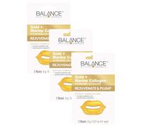 Balance Active Formula Gold + Marine Collagen Hydrogel Lip Masks (Includes 2 Masks) - Fuller looking lips. Moisturise & Smooth. Cruelty Free. (Pack of 3)