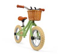 Bigjigs Toys Green Balance Bike With Basket - Pedal Free Toddler Bikes, Green