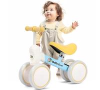 Balance Bike, No Pedal Walker Push Bike Ride On Toy with 4 Wheels & Adjustable Seat Height, Toddler Training Bike for 10-36 Months Boys & Girls