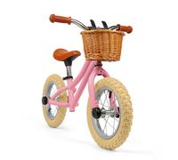Bigjigs Toys Pink Balance Bike With Basket - Pedal Free Toddler Bikes, Training Bicycles, Learn To Cycle, Fun Outdoor Activity, Gifts For Children, Age 3 Years Old +