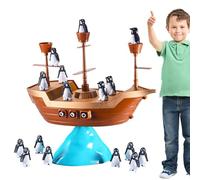 Balance Blocks Game - Pirate Ship Penguin Block Preschool Board Games, Cute Figure Balanced Educational Stacking Toy | Kids Balancing Game For Childrens Cognitive Development And Learning Skills
