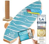 Balance board surfboard surf balance wobble board for physiotherapy surf training; trains balance & coordination with free E-BOOK (Light Waves)