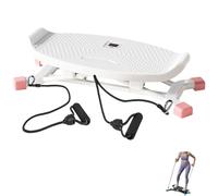 Balance Board with Resistance Bands, Portable Ski Balancing Machine Featuring Resistance Bands & LED Monitor, Silent Exercise for Home (White)