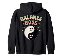 Balance Boss Yin Yang Design, Motivational Zen Energy Zip Hoodie