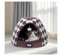 BALANCE Cat Beds for Indoor Cats, 2-in-1 Cat Bed Cave with Anti-Slip Bottom and Ultra-Soft Plush, Cozy Cats House Tent for Kittens and Small Dogs, 21 Inches, Dark Brown