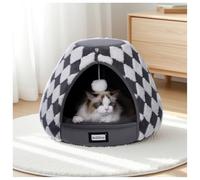 BALANCE Cat Beds for Indoor Cats, 2-in-1 Cat Bed Cave with Anti-Slip Bottom and Ultra-Soft Plush, Cozy Cats House Tent for Kittens and Small Dogs, 19 Inches, Dark Grey