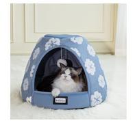 BALANCE Cat Beds for Indoor Cats, 2-in-1 Cat Bed Cave with Anti-Slip Bottom and Ultra-Soft Plush, Cozy Cats House Tent for Kittens and Small Dogs, 19 Inches, Blue