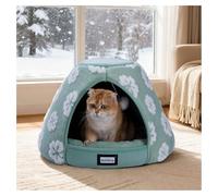 BALANCE Cat Beds for Indoor Cats, 2-in-1 Cat Bed Cave with Anti-Slip Bottom and Ultra-Soft Plush, Cozy Cats House Tent for Kittens and Small Dogs, 21 Inches, Green