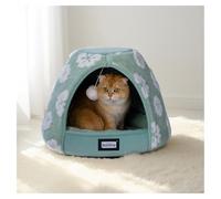 BALANCE Cat Beds for Indoor Cats, 2-in-1 Cat Bed Cave with Anti-Slip Bottom and Ultra-Soft Plush, Cozy Cats House Tent for Kittens and Small Dogs, 19 Inches, Green