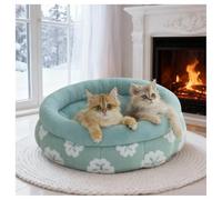 BALANCE Cat Beds for Indoor Cats, Washable Round Cat Bed, Cute 3D Flower Kitten Bed with Anti-Slip Bottom for Puppy and Kitten, 20 Inches, Green
