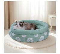 BALANCE Cat Beds for Indoor Cats, Washable Round Cat Bed, Cute 3D Flower Kitten Bed with Anti-Slip Bottom for Puppy and Kitten, 23 Inches, Green