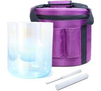 Balance Chakra Sound Healing Clear Crystal Singing Bowl with Carrying Case Suede Mallet Crystal Striker and O-ring(440Hz,5.5inch A4)