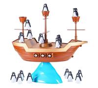 Balance Game - Pirate Ship Balance Game For Kids | Penguin Stacking Blocks Educational Toy, Improves Hand-Eye Coordination, Color & Shape Recognition, Family Fun
