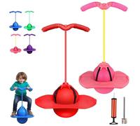Balance Jumping Ball, Bouncing Ball with Handle, Balance Pogo Ball, Jumper with Handle and Ball Pump, Pogo Bouncing Ball Safe and Fun Pogo Stick for Adults (Pink+red)