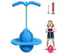 Balance Jumping Ball For Kids Stick Pump Bounce Ball With Handle Exercise Balance Ability For Children High Board Strong Grip Deck Sticks Outdoor Fun For Boys Girls (Blue)