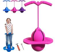 Balance Jumping Ball, Pogo Ball with Handle, Detachable Handle, 110 Lb Weight Capacity, Fun High Jump Toy Bounce Jump Trick Board, Pogo Stick Jumper for Teenagers Adults (Pink)