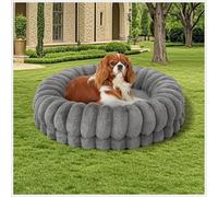BALANCE Luxury Donut Dog Bed, 24 Inches Round Dog Beds for Small Dogs Washable, Egg Crate Foam Calming Pet Bed for Puppy and Cats with Anti-Slip Bottom, Gray